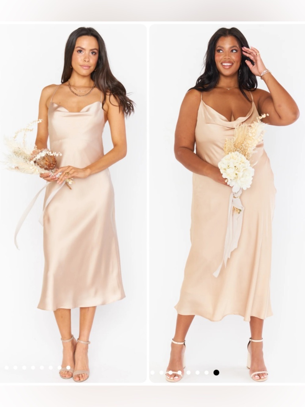 Show Me Your MuMu Verona Cowl Luxe Satin Champagne Slip Midi Dress NWT $198